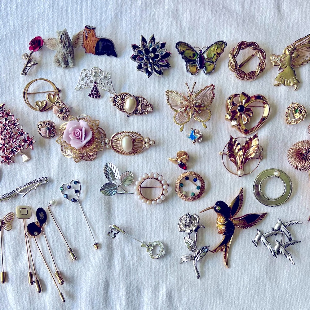 Large Lot of Brooches and Pins